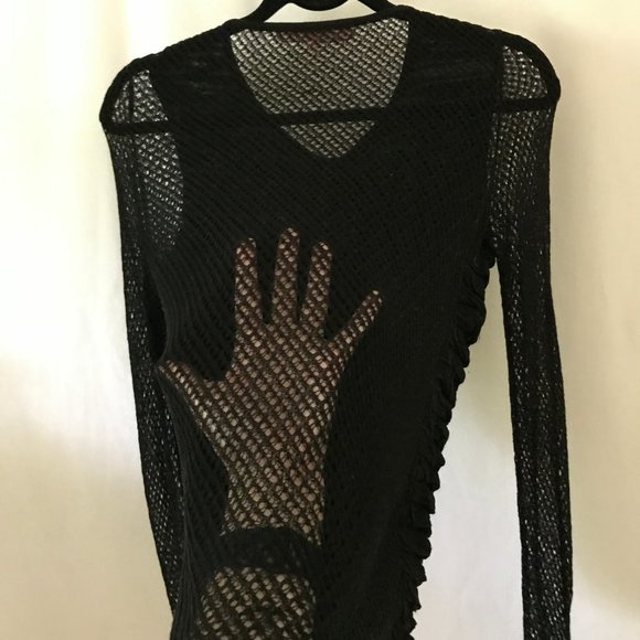Manoush Black Cardigan with Netted Sleeves & Back - Picture 5 of 6